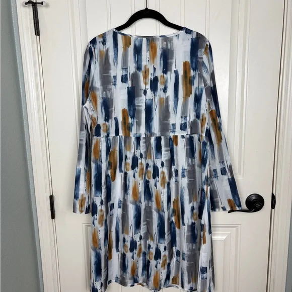 Emery Rose Painterly Abstract Midi Dress | Long Sleeve | Size Small - Picture 3 of 4